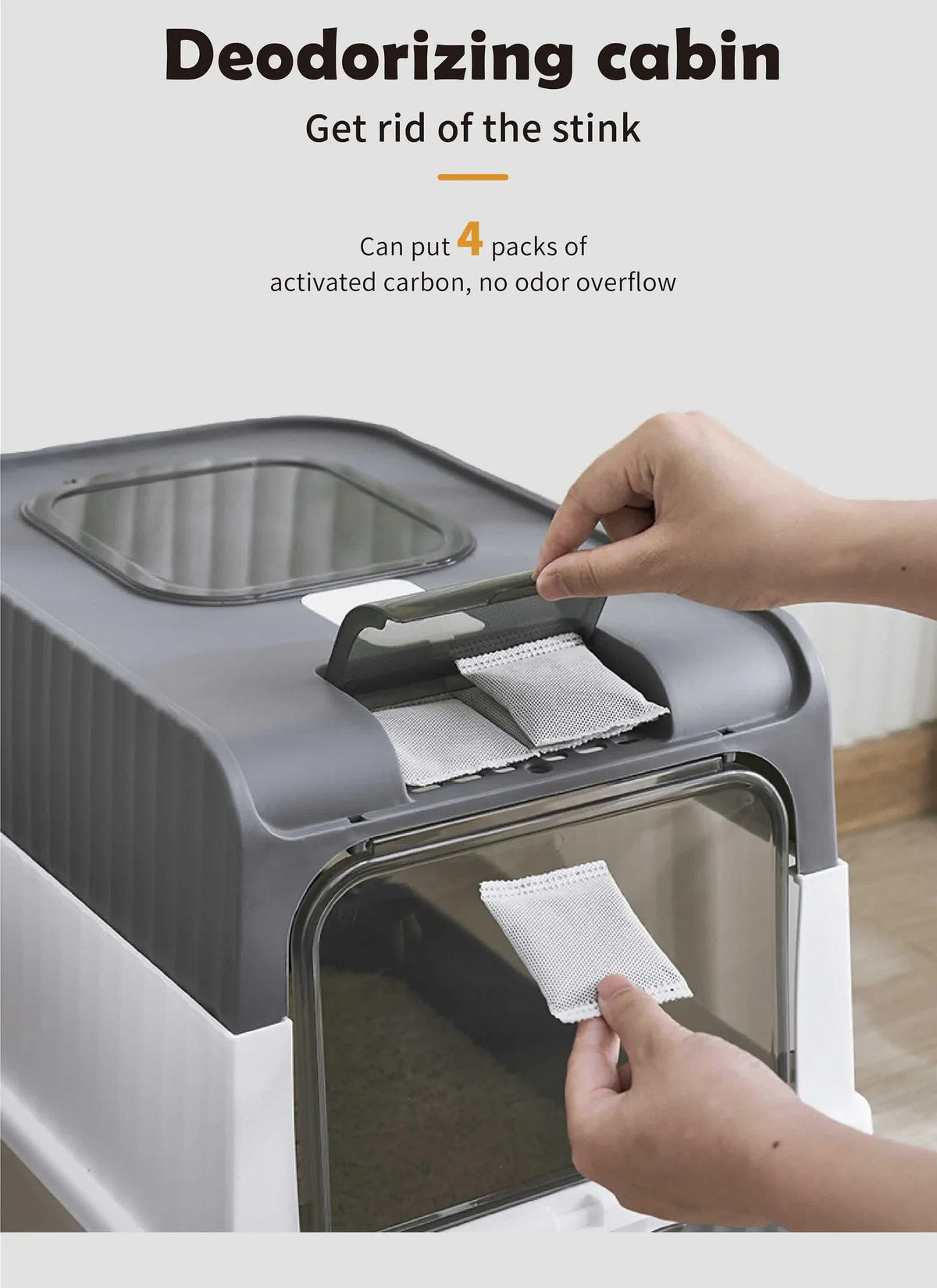 Enclosed Cat Litter Box | Large Size | Drawer and Scoop | Odor Control | Removable Tray | Easy Clean Design