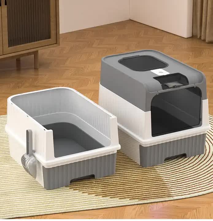 Enclosed Cat Litter Box | Large Size | Drawer and Scoop | Odor Control | Removable Tray | Easy Clean Design