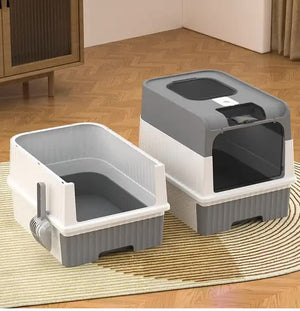 Enclosed Cat Litter Box | Large Size | Drawer and Scoop | Odor Control | Removable Tray | Easy Clean Design