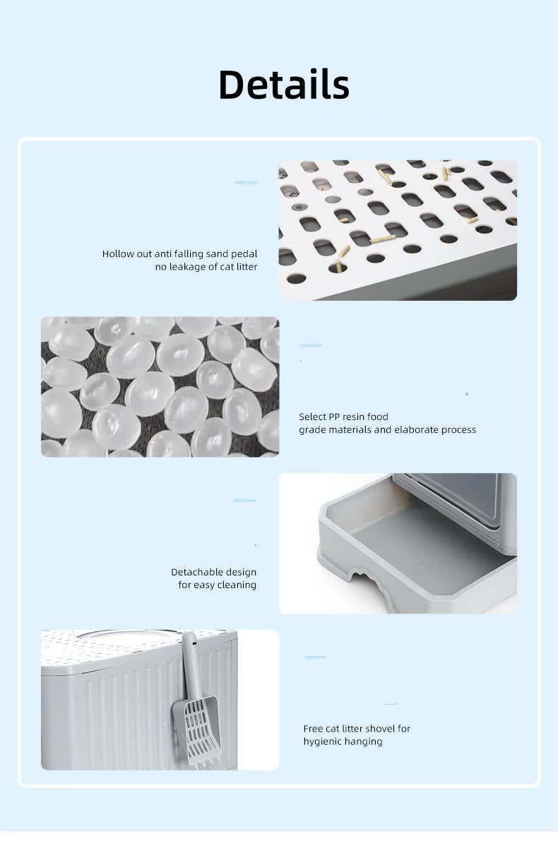 Top-Entry Cat Litter Box | Drawer-Enclosed Design | Easy Clean | Odor Control | Anti-Tracking Lid | Grey