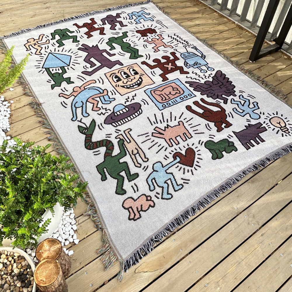 2x Bohemian Outdoor Blankets | 180x180cm | Water-Resistant Rugs for Camping, Beach, Picnic Use