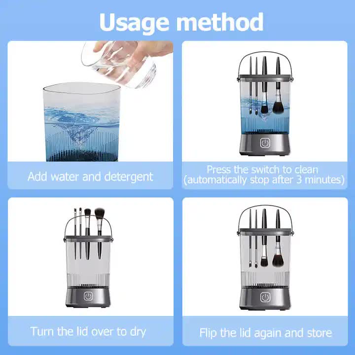 Electric Makeup Brush Cleaner with USB Rechargeable Design | Fast, Convenient Cleaning for All Brush Sizes (Black)