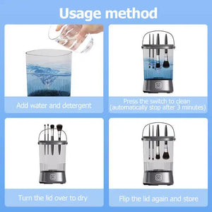 Electric Makeup Brush Cleaner with USB Rechargeable Design | Fast, Convenient Cleaning for All Brush Sizes (Black)