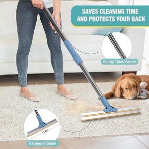 Pet Hair Remover Floor Squeegee with Extendable Handle | Effective Fur & Hair Sweeper for Hard Floors