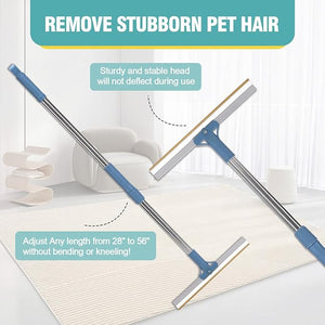 Pet Hair Remover Floor Squeegee with Extendable Handle | Effective Fur & Hair Sweeper for Hard Floors