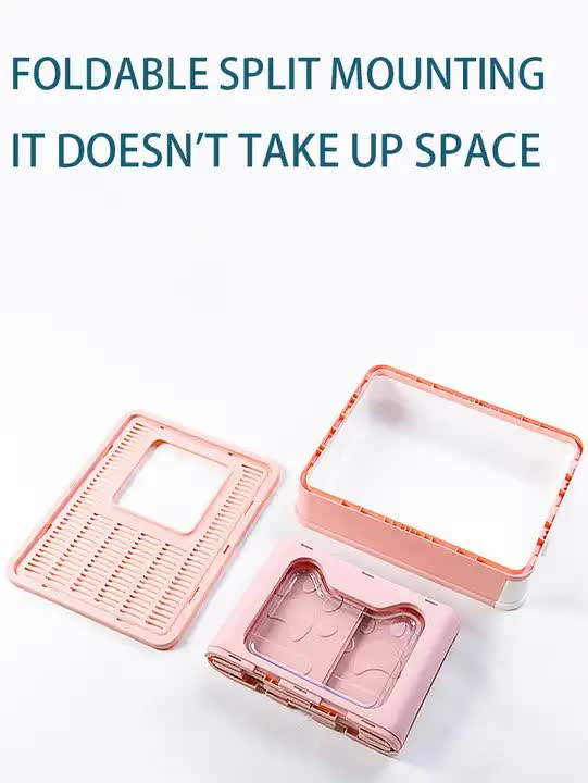 Blue Foldable Cat Litter Box | Pull-Out Tray | Easy Cleaning | Anti-Splash Design | 51x41x38cm