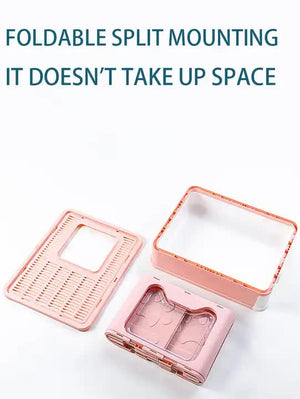 Blue Foldable Cat Litter Box | Pull-Out Tray | Easy Cleaning | Anti-Splash Design | 51x41x38cm