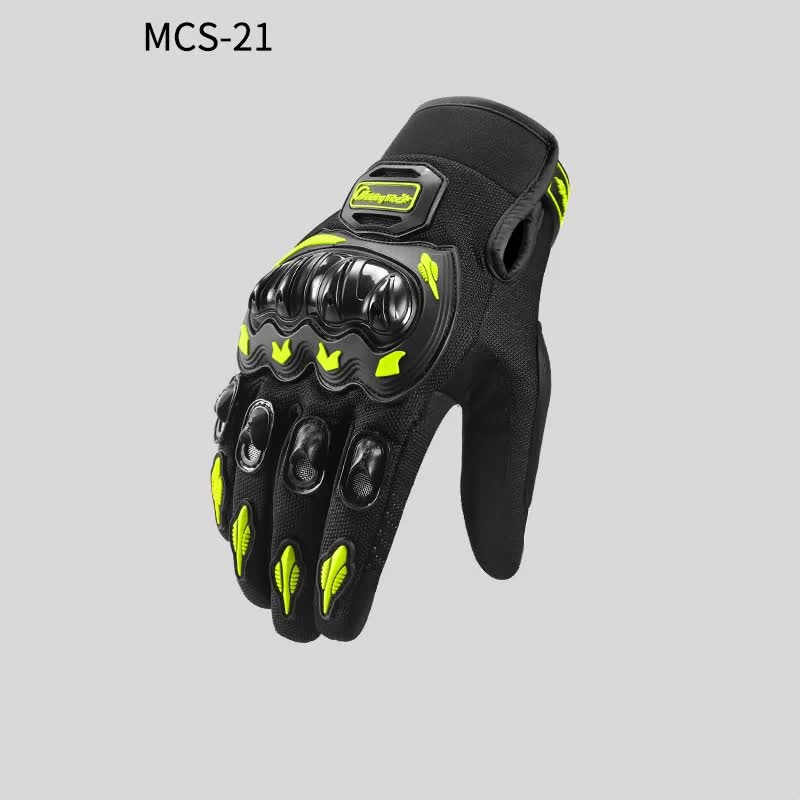 High-Performance Motorcycle Riding Gloves | Hard Knuckle Protection | Anti-Slip | Touchscreen Compatible | Neon Accents | Green | XL size