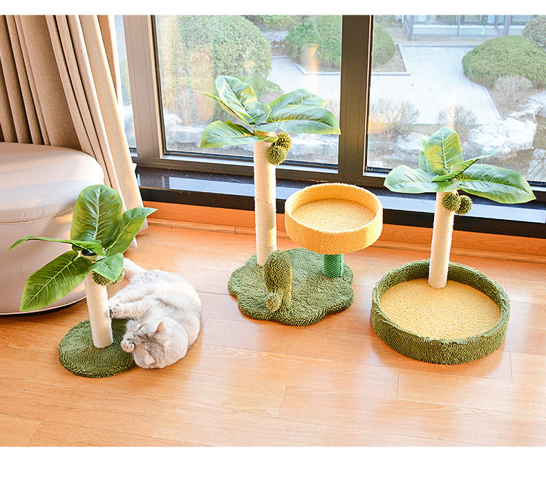Cat Tree | Faux Leaves | Sisal Scratching Post | Cozy Bed | Playful Toy