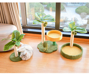 Cat Tree | Faux Leaves | Sisal Scratching Post | Cozy Bed | Playful Toy