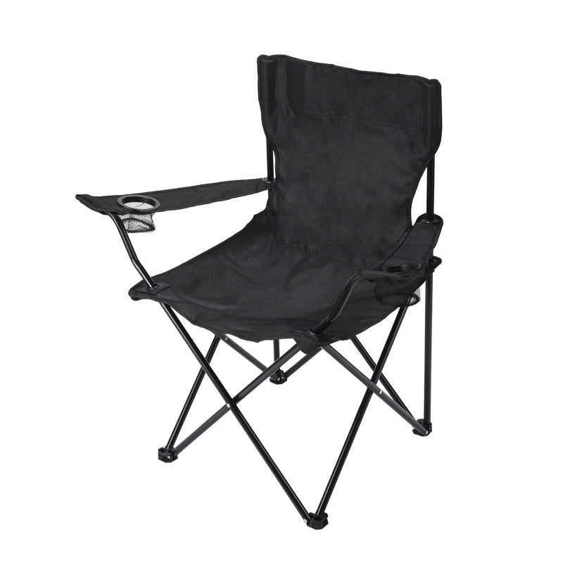 Portable Folding Camping Chairs | 2PCS | Black | With Armrests & Cup Holder | Lightweight Outdoor Chairs