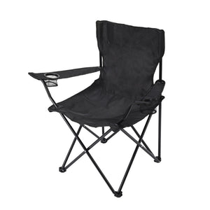 Portable Folding Camping Chairs | 2PCS | Black | With Armrests & Cup Holder | Lightweight Outdoor Chairs