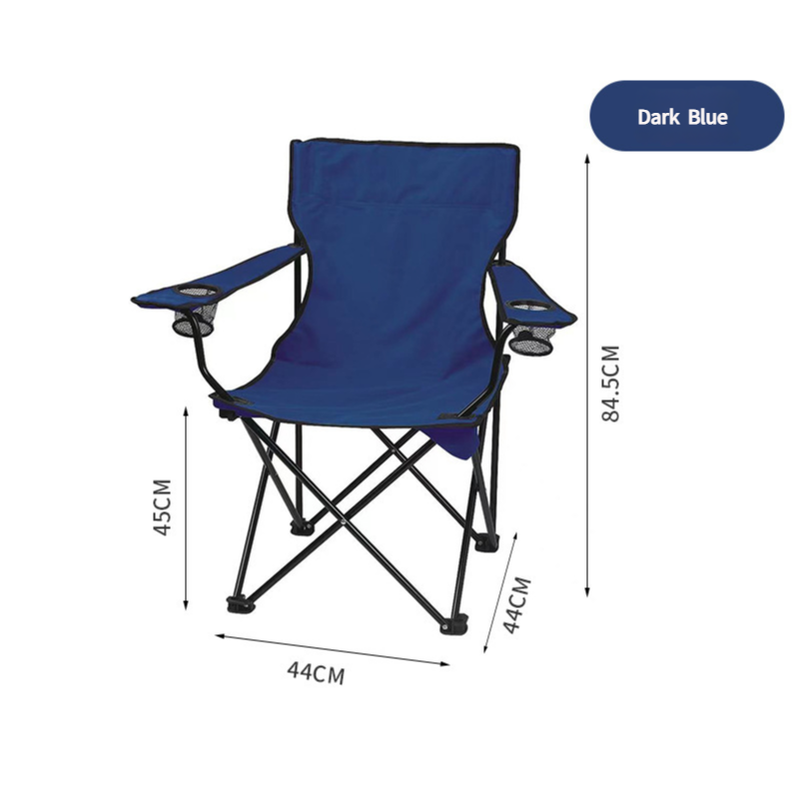 Portable Folding Camping Chairs | 2PCS | Blue | With Armrests & Cup Holder | Lightweight Outdoor Chairs