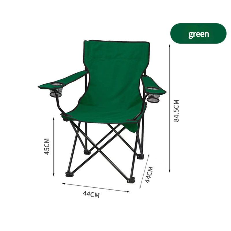 Portable Folding Camping Chairs | 2PCS | Green | With Armrests & Cup Holder | Lightweight Outdoor Chairs