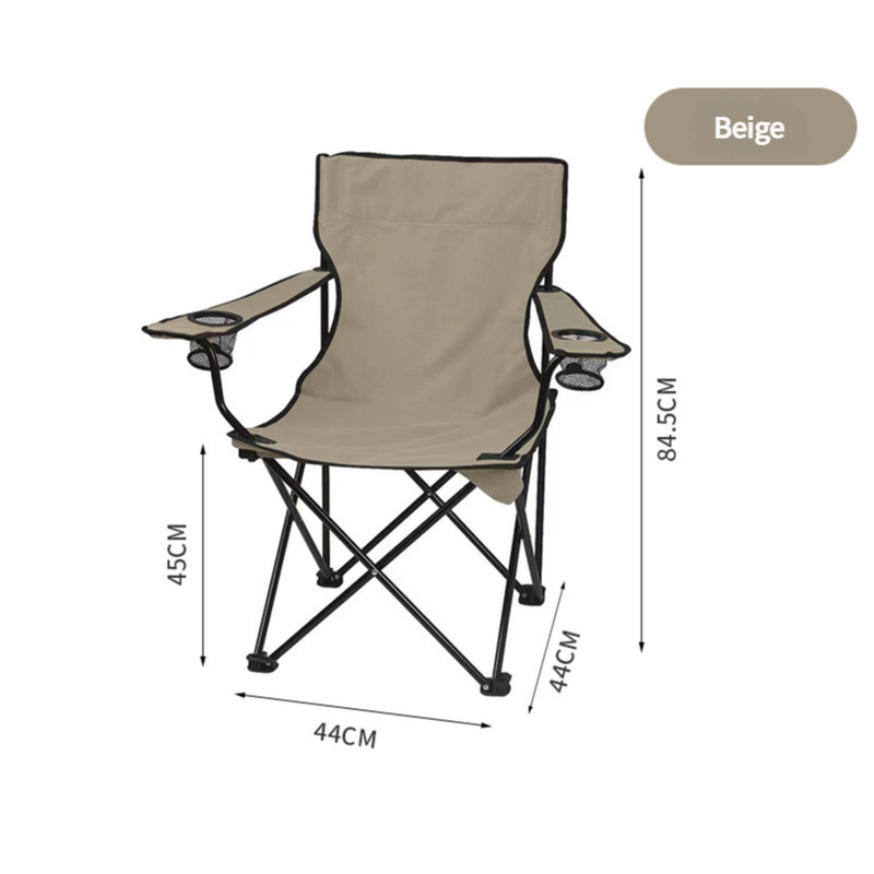 Portable Folding Camping Chairs | 2PCS | Cream | With Armrests & Cup Holder | Lightweight Outdoor Chairs