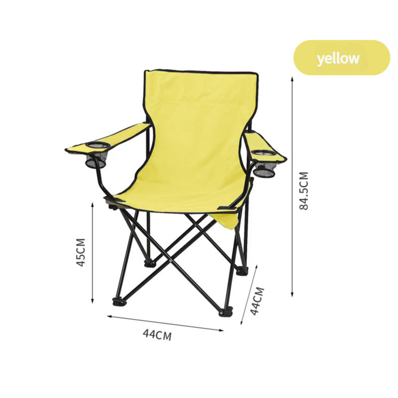 Portable Folding Camping Chairs | 2PCS | Yellow | With Armrests & Cup Holder | Lightweight Outdoor Chairs