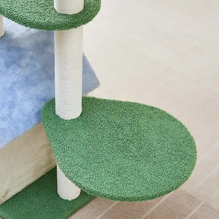 Floral Cat Tree | Cozy Hideaway & Scratching Posts | 50x38x90cm