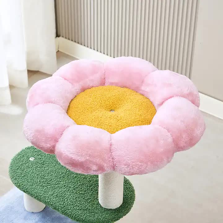 Floral Cat Tree | Cozy Hideaway & Scratching Posts | 50x38x90cm