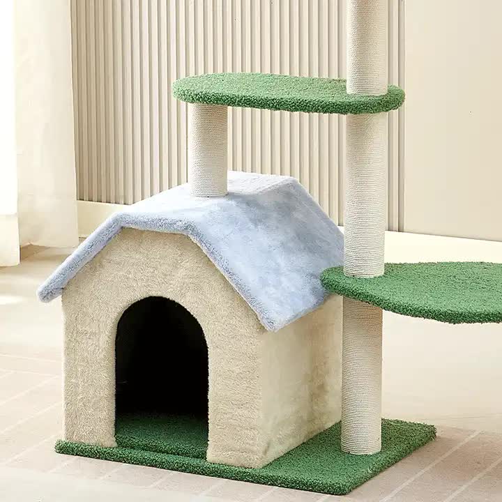 Floral Cat Tree | Cozy Hideaway & Scratching Posts | 50x38x90cm