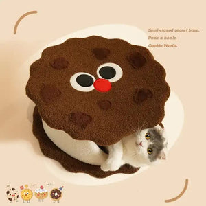 Cookie-Shaped Cat Bed | Cozy Pet Hideout | Adorable and Playful Design | 50x20cm