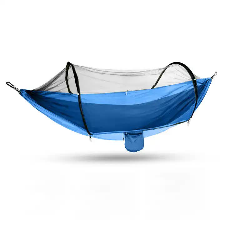 Outdoor Camping Hammock with Mosquito Net | Lightweight Portable | 240x100cm | Single | Blue