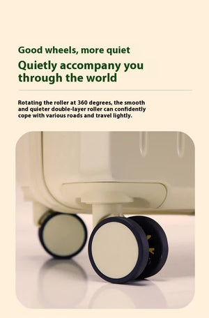 Smart Carry-On Luggage | Cup Holder & USB Charging Port | Yellow Spinner Suitcase | Travel Convenience | 20 Inch