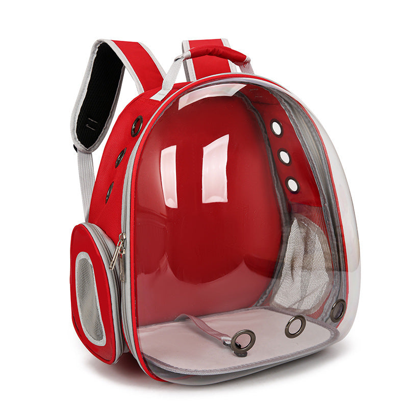Red Pet Carrier Backpack | Transparent Window | 33x18x42cm