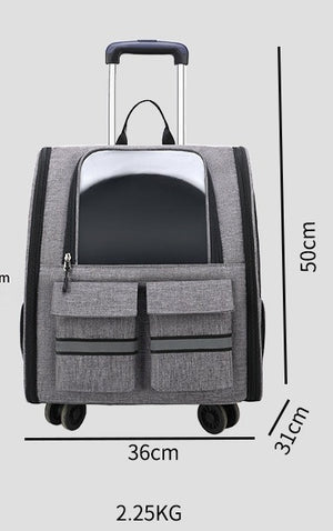 Blue 3-in-1 Pet Carrier | Rolling Backpack | Collapsible Design