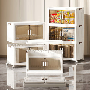 Stackable Storage Boxes | Transparent Doors | Modular Organizer for Home & Pantry | 55x32x94cm | 3 Layer