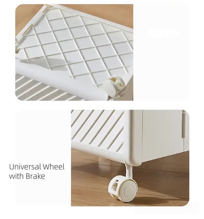 White Foldable Laundry Basket with Wheels | Portable Rolling Hamper for Home Use | 33x28x48cm