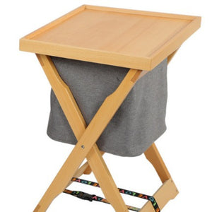 Foldable Wooden Laundry Hamper with Removable Tray & Storage Bag | Natural Wood Finish | Wood Color