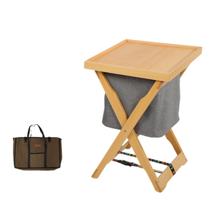 Foldable Wooden Laundry Hamper with Removable Tray & Storage Bag | Natural Wood Finish | Wood Color