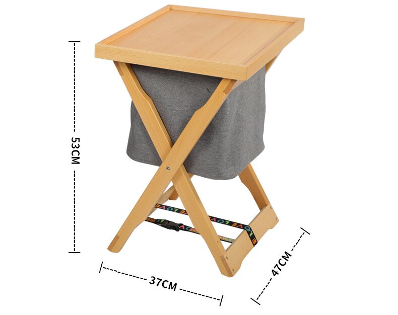 Foldable Wooden Laundry Hamper with Removable Tray & Storage Bag | Natural Wood Finish | Wood Color