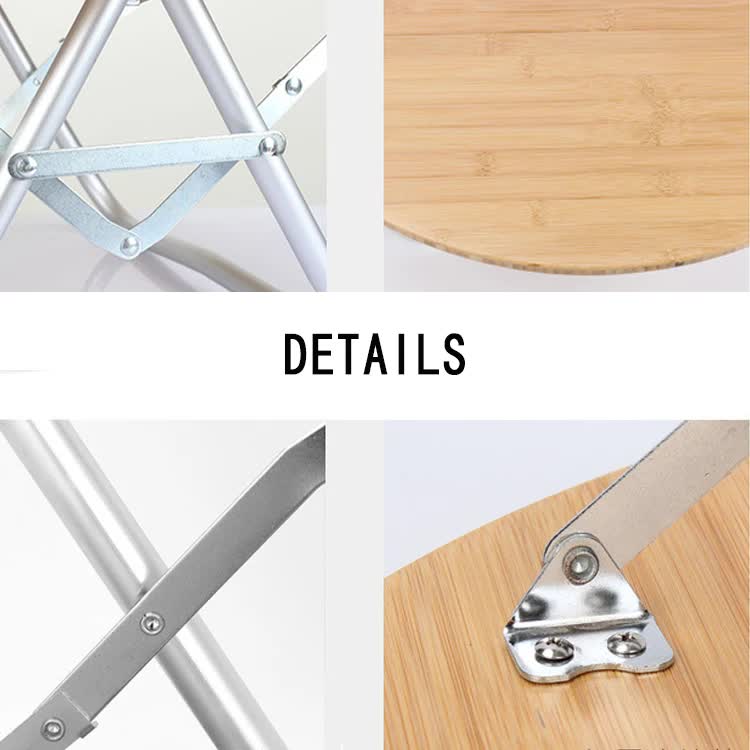 Portable Bamboo Folding Camping Table | Lightweight Round Table with Aluminum Alloy Frame | 60x60x27cm