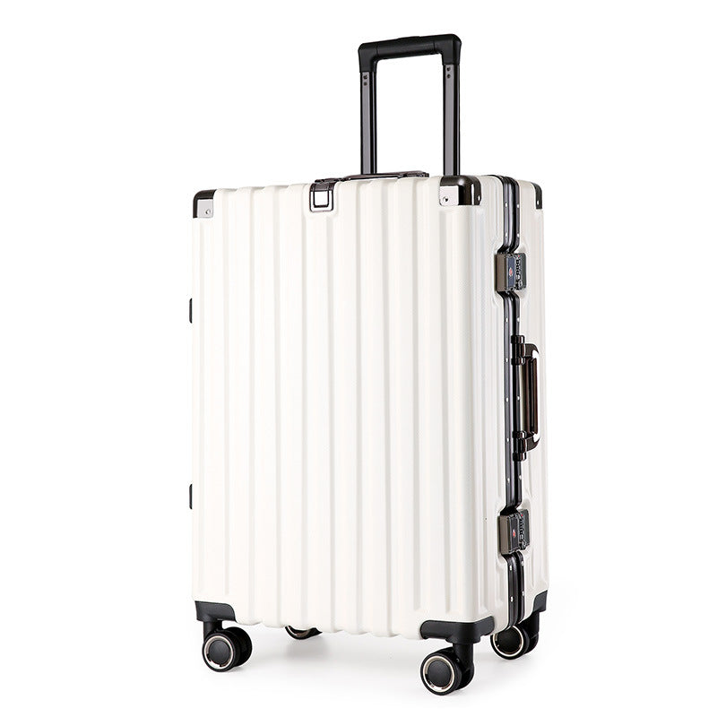 White Hard-Shell Suitcase | 20" Spinner Luggage | TSA Lock | Aluminum Alloy | Travel Ready
