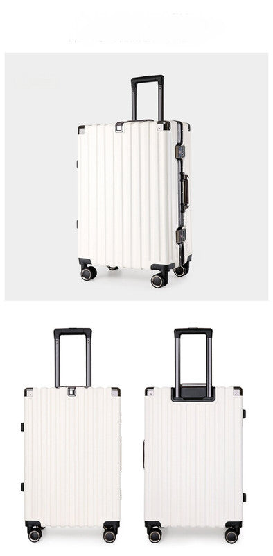 White Hard-Shell Suitcase | 20" Spinner Luggage | TSA Lock | Aluminum Alloy | Travel Ready