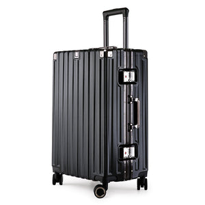 Aluminum Alloy Hard-Shell Suitcase | TSA Lock | 22-Inch Spinner Luggage | Black