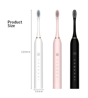 X-3 Sonic Electric Toothbrush in Pink | 8 Brush Heads | Travel Case | USB Charging & Stand Included
