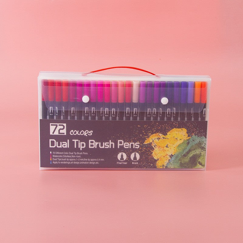 72-Color Dual-Head Brush & Fine Tip Marker Set | Vibrant Colors for Art & Craft Projects