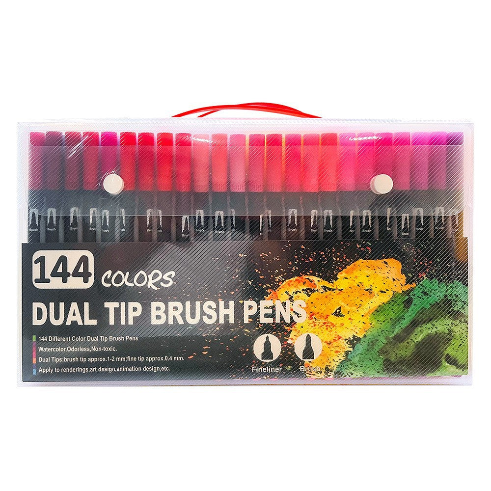 144-Color Dual-Head Brush & Fine Tip Marker Set | Vibrant Colors for Art & Craft Projects