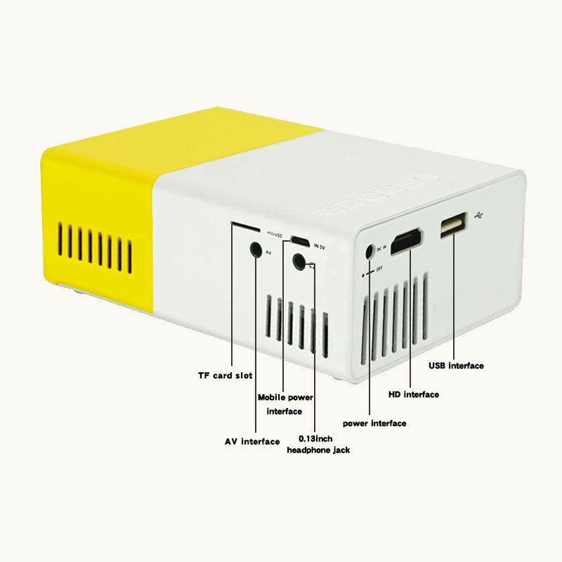 Mini Home Cinema Projector | White + Blue | LED Compact Entertainment Projector for Movies & Gaming