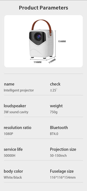 Mini Portable HD Projector | Giant Screen Display | Gamut Compensation | Home Cinema Entertainment