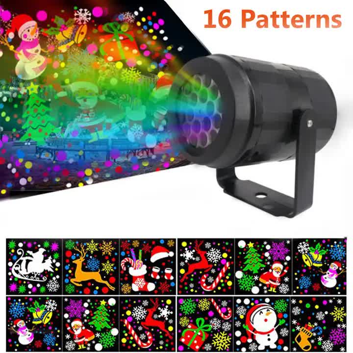 Indoor Snowstorm Projector Light | 16-Pattern Rotating LED Christmas Projection Lamp | Festive Holiday Decor