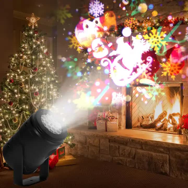 Indoor Snowstorm Projector Light | 16-Pattern Rotating LED Christmas Projection Lamp | Festive Holiday Decor