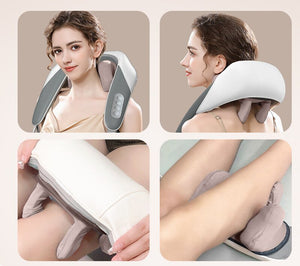 Portable Shiatsu Neck & Shoulder Massager with Heat | Rechargeable 2000mAh Battery | Pain Relief