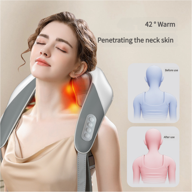 Portable Shiatsu Neck & Shoulder Massager with Heat | Rechargeable 2000mAh Battery | Pain Relief