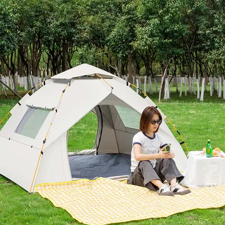 Khaki 2 Person Lightweight Camping Tent | UV Protection | Silver Coated | Dual Doors & Windows | 200150125cm