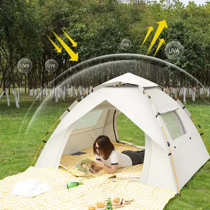Khaki 2 Person Lightweight Camping Tent | UV Protection | Silver Coated | Dual Doors & Windows | 200150125cm