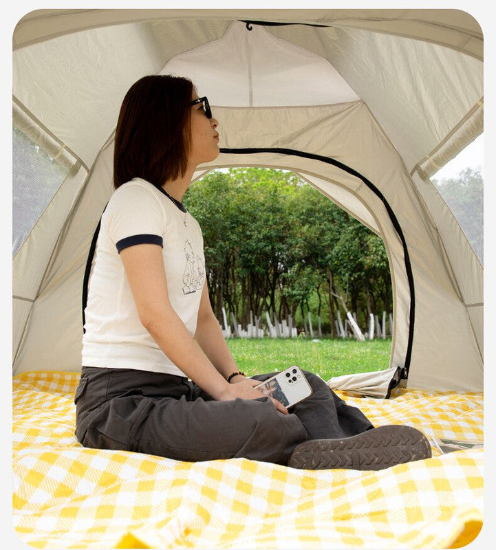 Khaki 2 Person Lightweight Camping Tent | UV Protection | Silver Coated | Dual Doors & Windows | 200150125cm