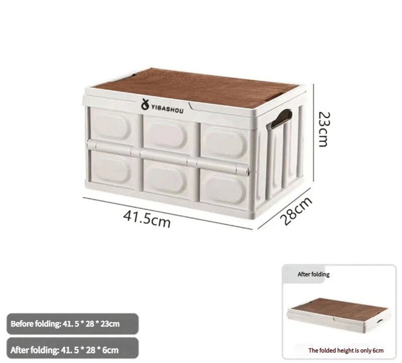 Collapsible Outdoor Storage Box | White | 43.5x30x24 cm | Large Capacity | Foldable to 6cm | Durable Plastic Design